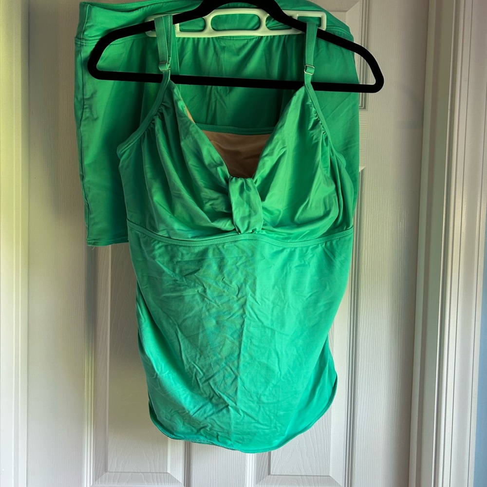 Lands' End Teal and Cream Swimsuit